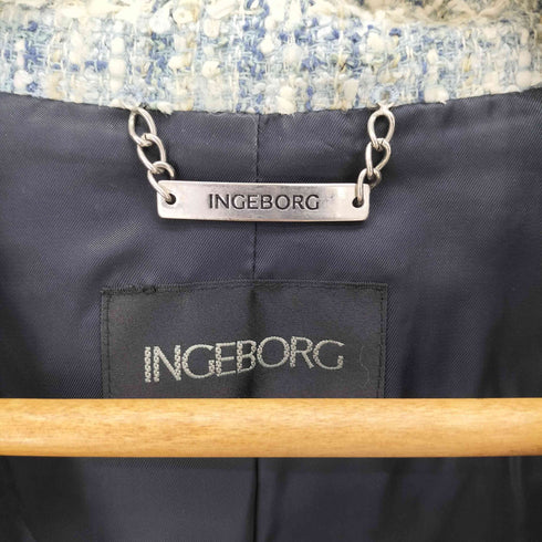 インゲボルグ INGEBORG ツイード 両ポケ シングル 2B テーラードジャケット レディース import:L
