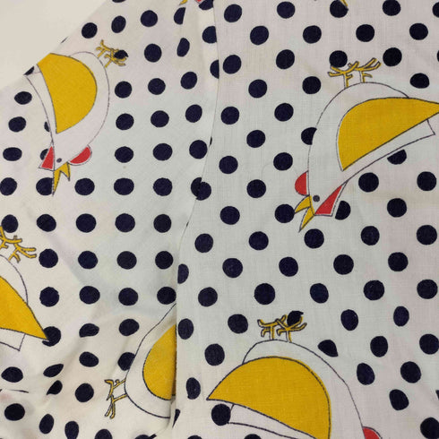 BLUP ROBIN 70S ドット ニワトリ プリント デカ襟 三角タグ S/S シャツ レディース