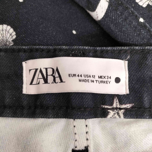 ザラ ZARA マーメイドプリント 総柄 ストレート デニムパンツ レディース 44