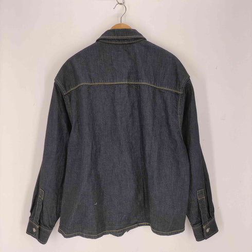 ザラ ZARA ステッチ インディゴデニムシャツジャケット メンズ import:L