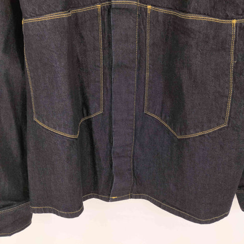 ザラ ZARA ステッチ インディゴデニムシャツジャケット メンズ import:L