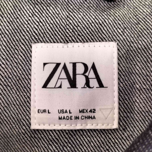 ザラ ZARA ステッチ インディゴデニムシャツジャケット メンズ import:L