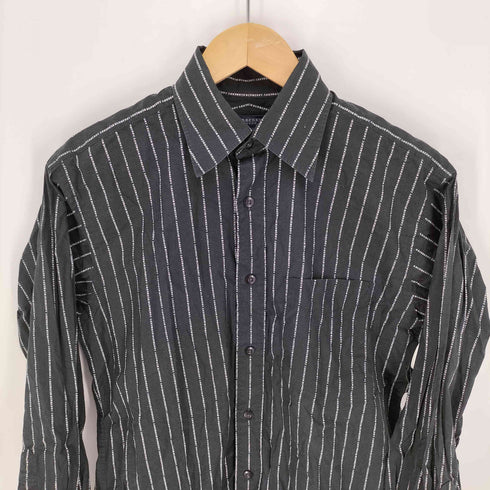 バーバリーロンドン BURBERRY LONDON 日本製 ロゴ モノグラム ストライプ L/S シャツ メンズ import:M