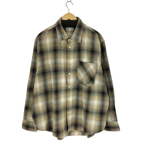 ザラ ZARA L/Sオンブレチェックシャツ メンズ import:XL
