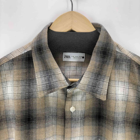 ザラ ZARA L/Sオンブレチェックシャツ メンズ import:XL