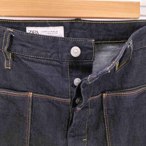 ザラ ZARA ボタンフライ インディゴワイドデニム メンズ 44