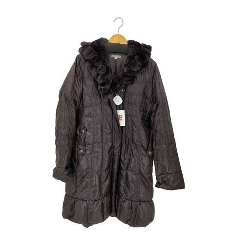 S&I 襟ファー フロントジップ ロングスリーブ ダウンコート レディース M