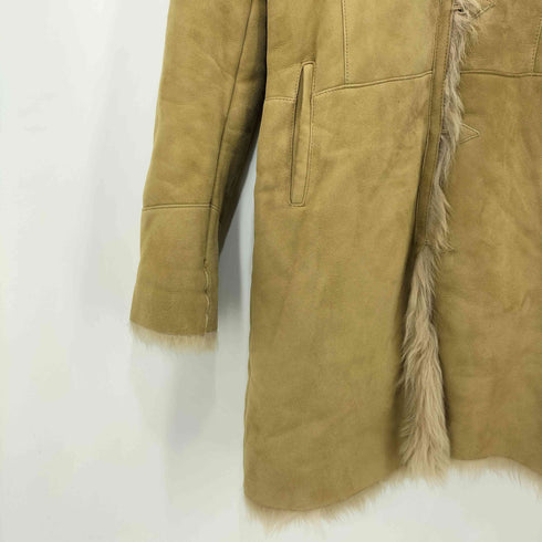 PEAU D' ANE フランス製 羊革 シープレザー フーデッド ファーコート レディース FR:38