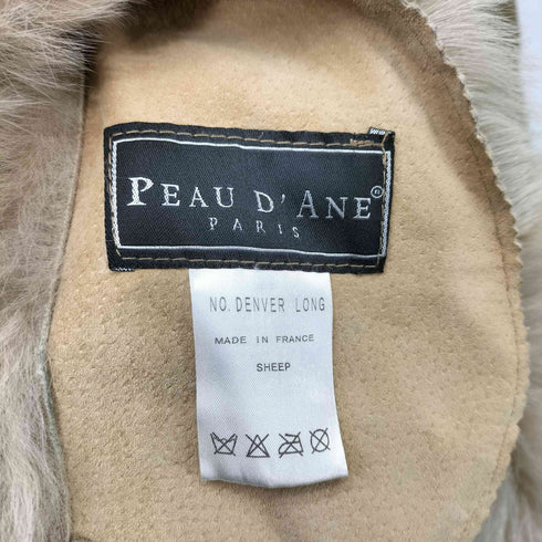 PEAU D' ANE フランス製 羊革 シープレザー フーデッド ファーコート レディース FR:38