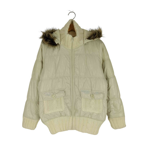 NATURAL WORKS Y2K ニット切替 フードファー ブルゾン レディース JPN:L
