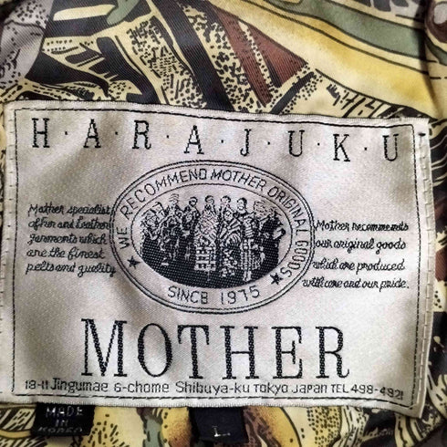 ハラジュクマザー HARAJUKU MOTHER 裏地総柄 ラムスキン 比翼 カーコート メンズ L