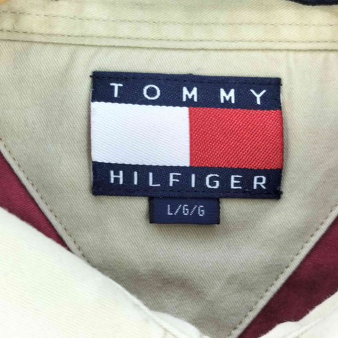 トミーヒルフィガー TOMMY HILFIGER 90S~00S アームワッペン ハーフジップ プルオーバーシャツ メンズ import:L