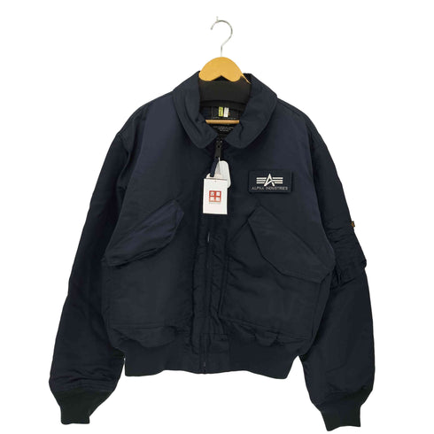 アルファインダストリーズ ALPHA INDUSTRIES フロントジップ ワッペン付き ミリタリージャケット メンズ XL