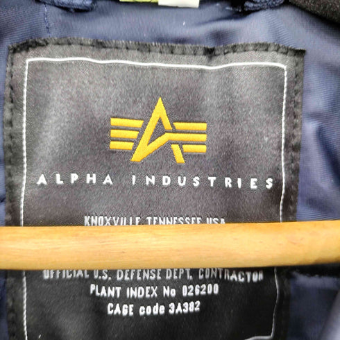 アルファインダストリーズ ALPHA INDUSTRIES フロントジップ ワッペン付き ミリタリージャケット メンズ XL