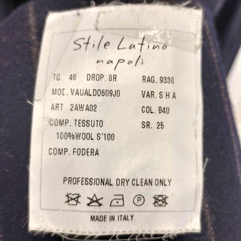 Stile Latino イタリア製 ウール ストライプ ダブルブレスト ジャケット ウール ストライプ スラックスパンツ セットアップ メンズ 46