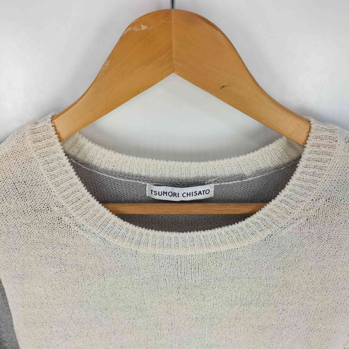 ツモリチサト TSUMORI CHISATO アシメポケット 切替 ウール クルーネック ニット セーター レディース JPN:2