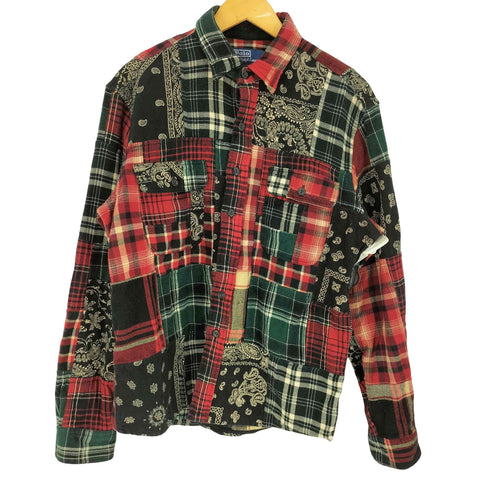 ポロバイラルフローレン Polo by RALPH LAUREN クラシック フィット パッチワーク フランネル ワークシャツ メンズ import:M