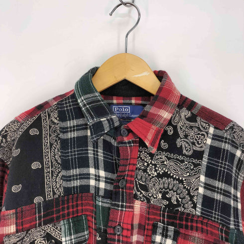 ポロバイラルフローレン Polo by RALPH LAUREN クラシック フィット パッチワーク フランネル ワークシャツ メンズ import:M