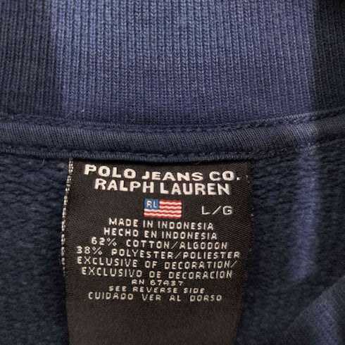 ポロジーンズカンパニーラルフローレン POLO JEANS COMPANY RALPH LAUREN 90s 星条旗 刺繍 裏起毛 ラグラン ピケ ドライバーズ スウェット メンズ import:L