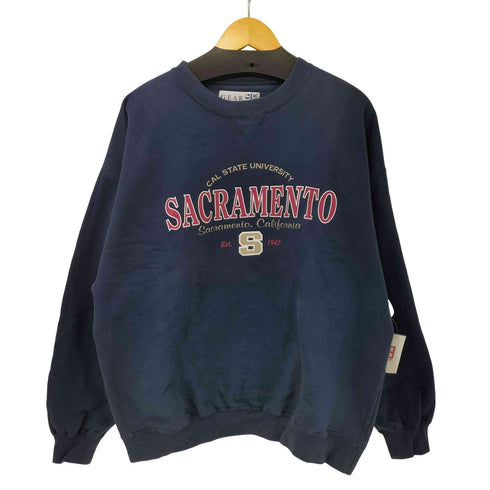 ギアフォースポーツ GEAR FOR SPORTS 90s Vガゼット 裏起毛 カレッジロゴ プリント クルーネック スウェット メンズ import:XL