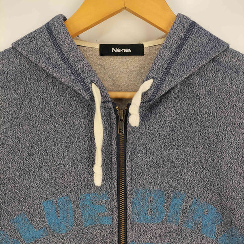 ネネット Ne-net BLUE BIRD 裏起毛 ヒヨコ刺繍 ダブルジップ パーカー メンズ JPN:2