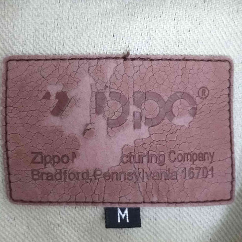 ジッポ ZIPPO 90-00S レザーパッチ ロゴジップ スイングトップ デニムジャケット Y2K メンズ import:M