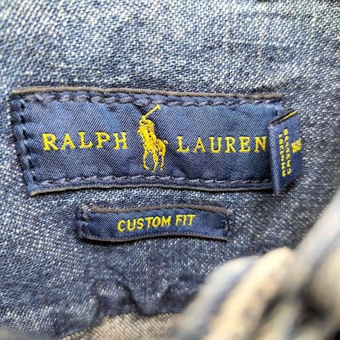 ラルフローレン RALPH LAUREN マルチポニー 刺繍 L/S デニム ボタンダウン シャツ レディース import:S