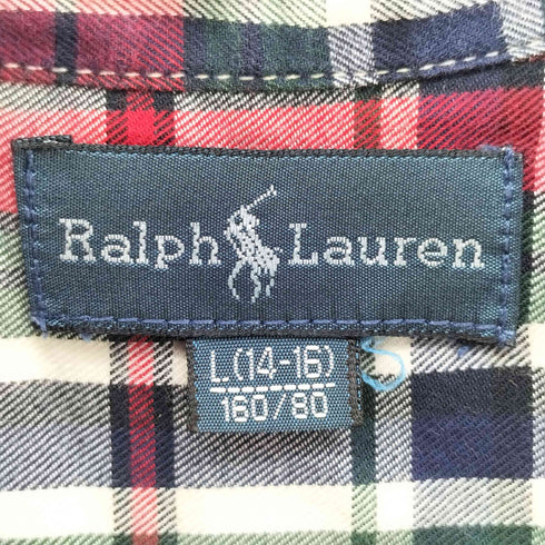 ラルフローレン RALPH LAUREN ポニー 刺繍 タータン チェック L/S ボタンダウン シャツ レディース L(14-16)