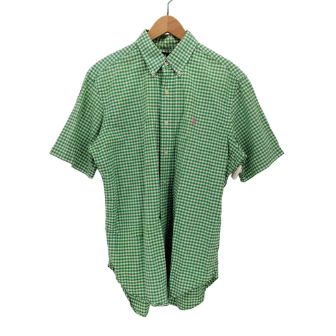 ラルフローレン RALPH LAUREN CLASSIC FIT ピンクポニー 刺繍 ギンガムチェック S/S ボタンダウン シャツ メンズ import:M