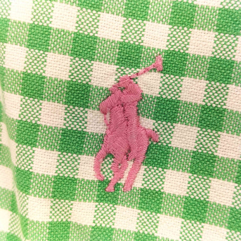 ラルフローレン RALPH LAUREN CLASSIC FIT ピンクポニー 刺繍 ギンガムチェック S/S ボタンダウン シャツ メンズ import:M