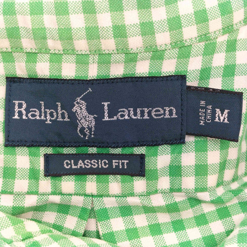 ラルフローレン RALPH LAUREN CLASSIC FIT ピンクポニー 刺繍 ギンガムチェック S/S ボタンダウン シャツ メンズ import:M