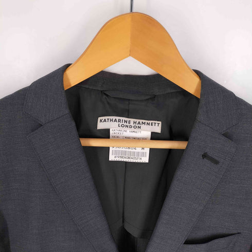 キャサリンハムネットロンドン KATHARINE HAMNETT LONDON 裏地千鳥格子 ウール混 2B Q/S シングルブレスト テーラードジャケット レディース import:M