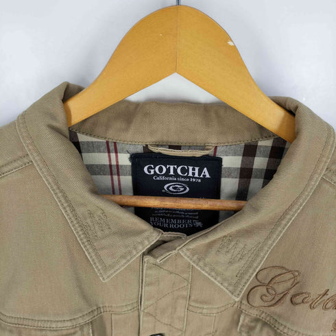 GOTCHA 2ND型 裏地チェック 刺繍 ステッチ ダメージ デニムジャケット メンズ import:XL