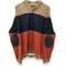 トミーヒルフィガー TOMMY HILFIGER ローゲージ ヘンリーネック ボーダー ラムウール ニット セーター 肉厚 エルボーパッチ メンズ import:XL