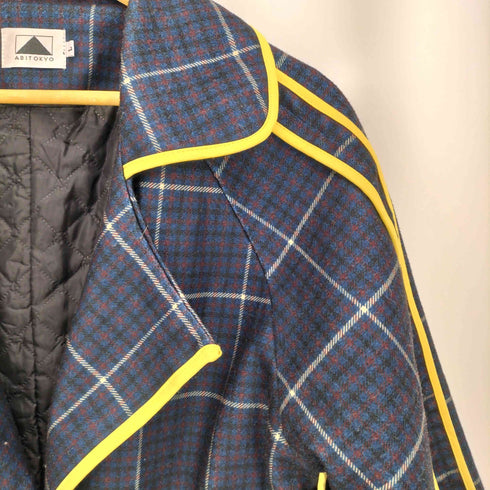 アビトーキョー ABITOKYO チェック柄配色パイピング ロングチェスターコート レディース JPN:L