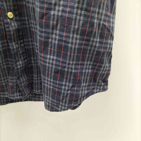 バーバリーズ BURBERRYS OF LONDON 90S 白タグ ロゴ刺繍 S/S チェック シャツ メンズ import:L