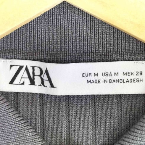 ザラ ZARA リブニット ポロ カーディガン レディース import:M