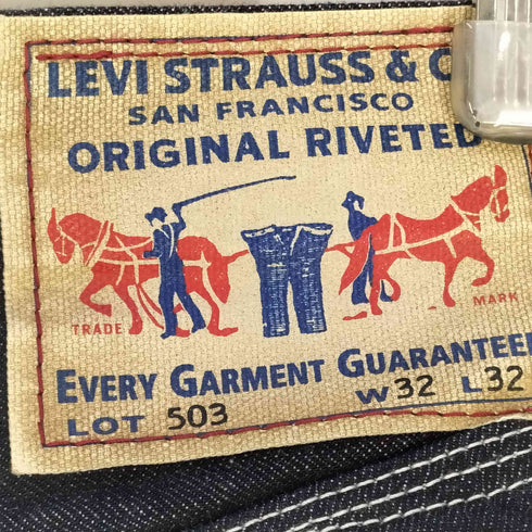 リーバイス Levis 503 クラシック リジット ワンウォッシュ加工 リラックスフィット ストレート デニムパンツ メンズ 32inch