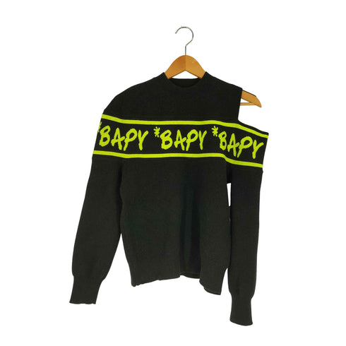 アベイシングエイプ A BATHING APE BAPY ショルダースリット ロゴライン ニット レディース import:XS