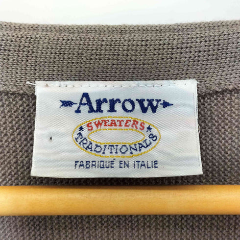 アロー ARROW 70-80s イタリア製 ロゴ刺繍 ウールアクリル カーディガン メンズ import:XL