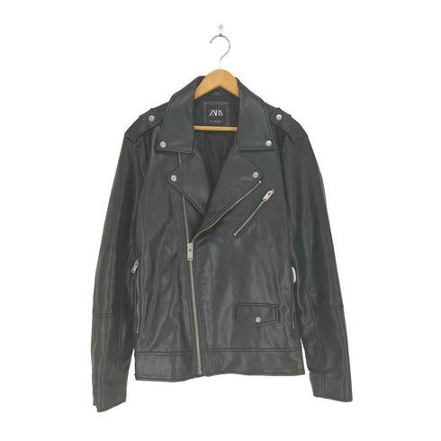 ザラ ZARA フェイクレザーダブルライダースジャケット メンズ XL