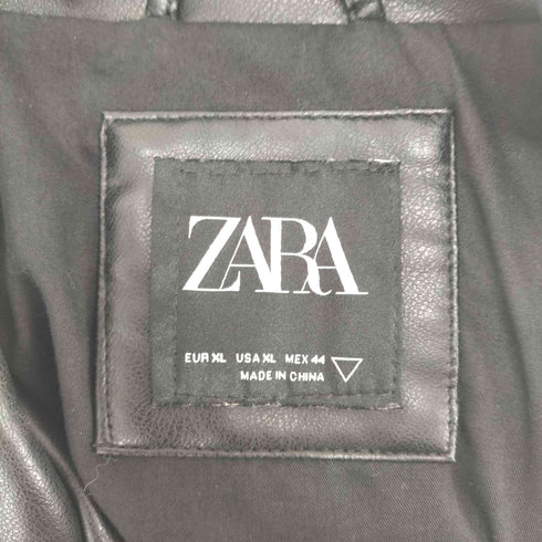 ザラ ZARA フェイクレザーダブルライダースジャケット メンズ XL