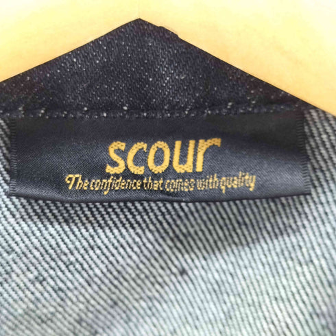 SCOUR クレイジーパターン ダブルブレスト デニム ジャケット 濃紺 レディース M