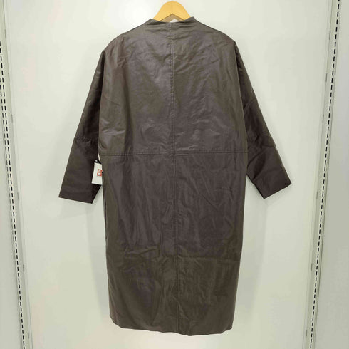 Manila Grace 中綿 オイルド ノーカラー ロング コート レディース JPN:42