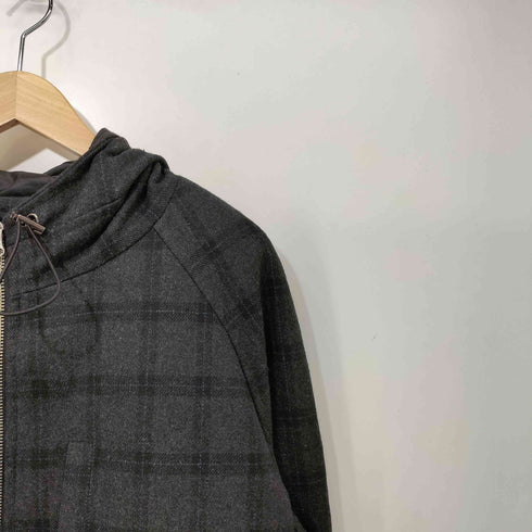 BOLONGARO TREVOR シャドーチェック ダブルジップ ラグラン ジップアップ フーデッド コート メンズ import:L