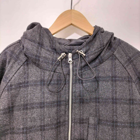BOLONGARO TREVOR シャドーチェック ダブルジップ ラグラン ジップアップ フーデッド コート メンズ import:L