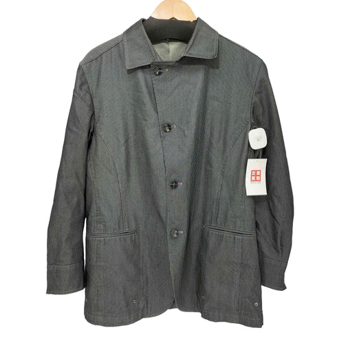 ダナキャランニューヨーク DKNY 00s Y2K archive ストライプ ステンカラー ハーフコート メンズ import:L