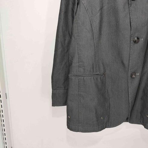 ダナキャランニューヨーク DKNY 00s Y2K archive ストライプ ステンカラー ハーフコート メンズ import:L