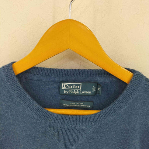 ポロバイラルフローレン Polo by RALPH LAUREN 90S 前V ワンポイントロゴ刺繍コットンニット メンズ XXL