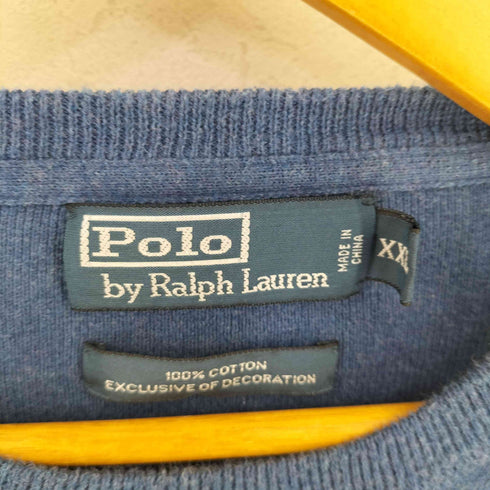 ポロバイラルフローレン Polo by RALPH LAUREN 90S 前V ワンポイントロゴ刺繍コットンニット メンズ XXL